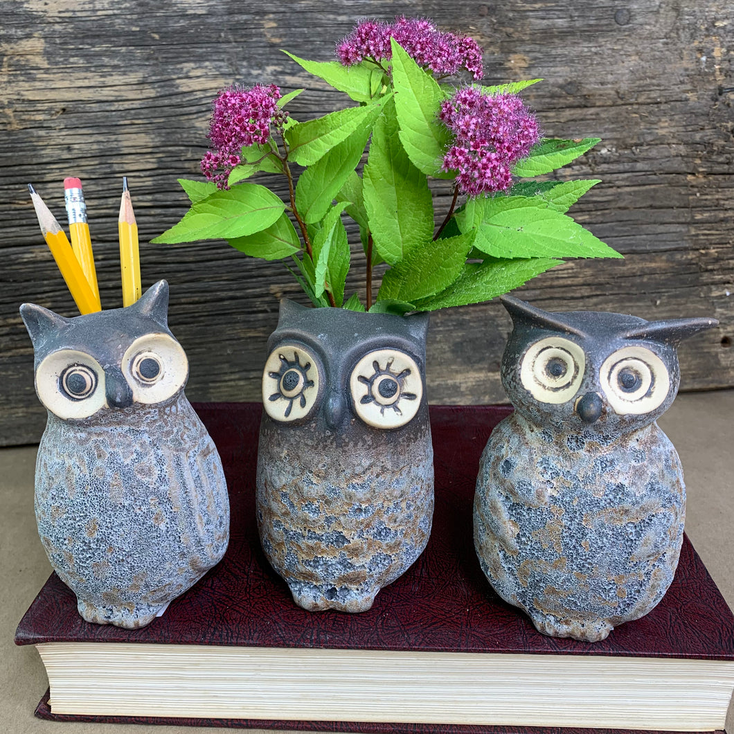 A Trio of Owl Vases