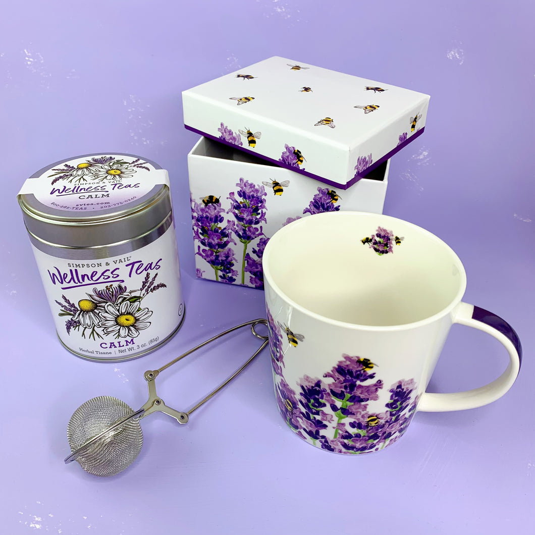 Bees & Lavender Mug + Calm Wellness Tea Gift Bundle